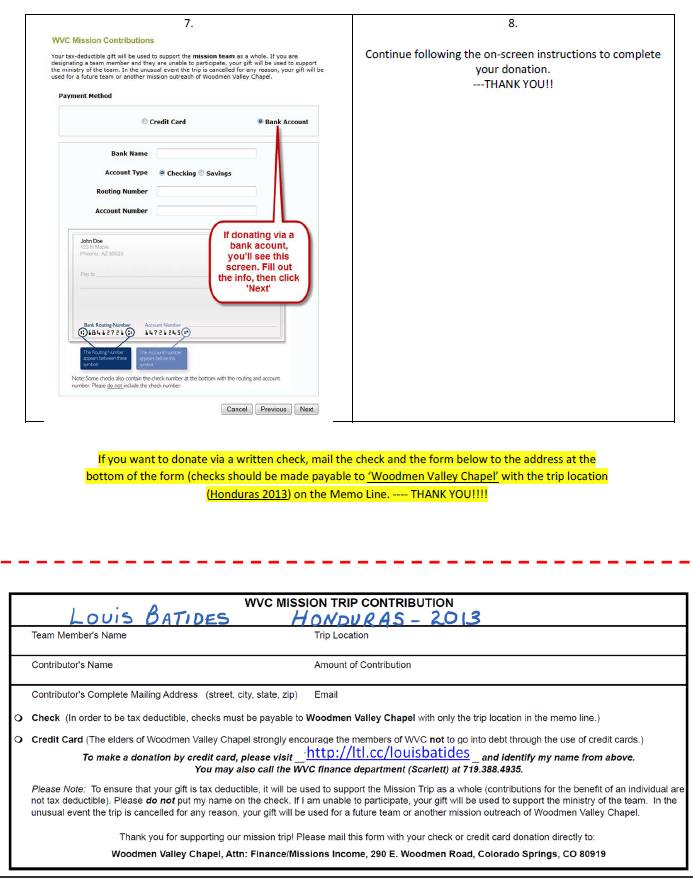Online Donation Instructions